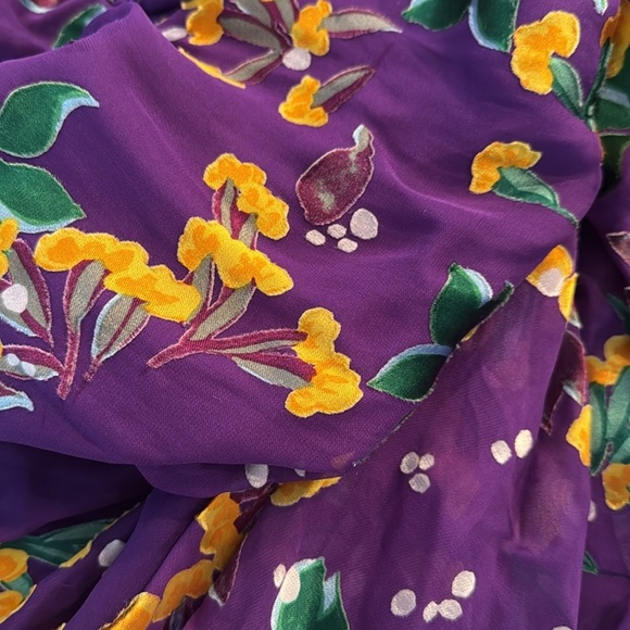 NWT SALONI Olivia Floral Printed Silk Midi Dress ~ Violet Sweetpeas SZ 10 - Picture 10 of 11